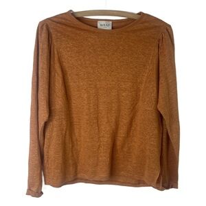 WRAP LONDON Orange 100% Linen Long Sleeve Top Size US 4
